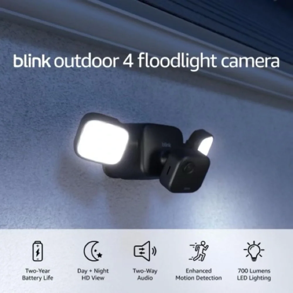 Blink Black Outdoor Security Camera with LED Lights